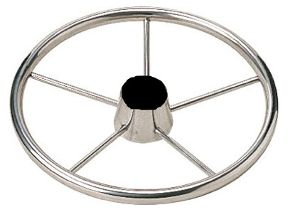 5-Spoke 11" Wheel, 25°, Black Cap 230211 - SeaDog Line Steering Wheels - MarineEngine.com