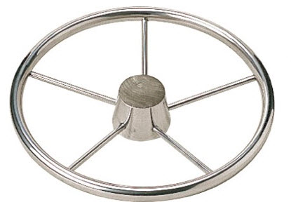 5-Spoke 15-1/8" Wheel, 10°, Teak Cap 230111 - SeaDog Line Steering Wheels - MarineEngine.com