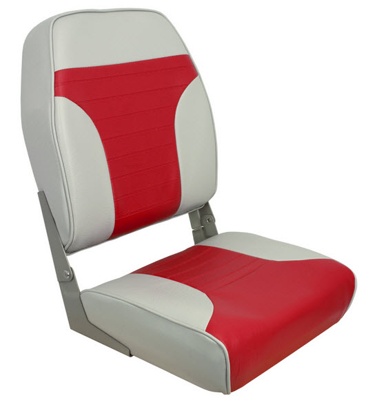High Back Folding Chair, Gray/Red 1040665 - Springfield Marine Fishing Seats - MarineEngine.com