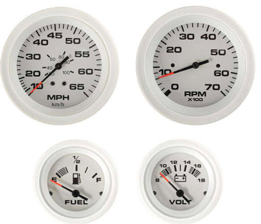 Arctic 4-Gauge Set, (Speed,Tach,Fuel,Volt) 68387P - SeaStar Solutions Teleflex Marine Gauges and Compasses - MarineEngine.com