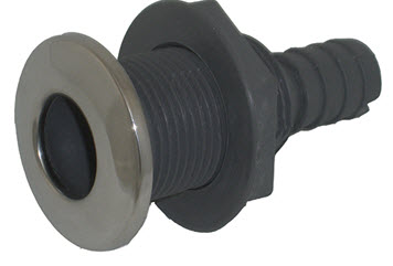 Thru Hull, S.S./Nylon Straight, 1-1/8" S-3803 - Whitecap Through Hull - MarineEngine.com