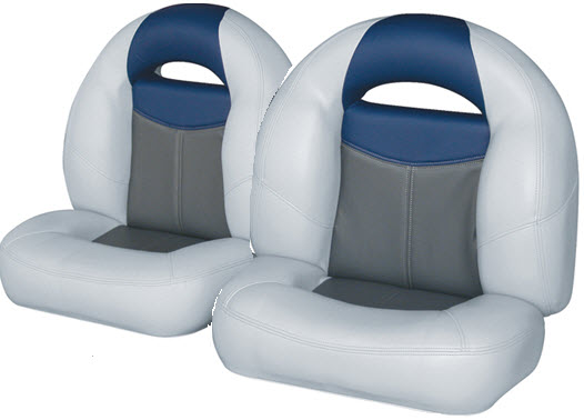 Big Bass Bucket Seats - 2 Unit Set, Grey/Charcoal/Navy 8WD1450-840 - Wise Co Fishing Seats - MarineEngine.com
