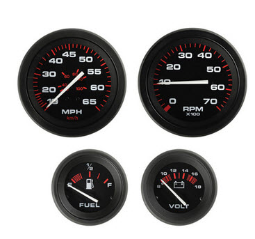 Amega 4-Gauge Set, (Speed,Tach,Fuel,Volt) 68362P - SeaStar Solutions Teleflex Marine Gauges and Compasses - MarineEngine.com
