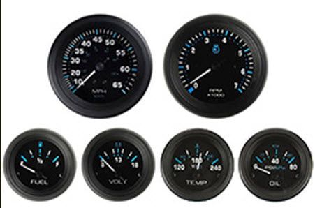 Eclipse 6-Gauge Set, (Speed,Tach,Fuel,Volt, W/Temp,Oil/Pressure) 68413P - SeaStar Solutions Teleflex Marine Gauges and Compasses - MarineEngine.com