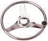 STAINLESS STEEL STEERING WHEEL WITH INTEGRAL KNOB