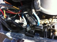 Installed on the motor - With the hole in the middle drilled out to fit the 6mm attachment screw, the new bridge rectifier is now installed and plugged in correctly and most importantly, providing power to my batteries!