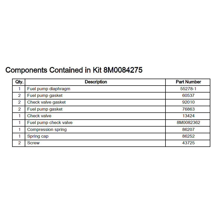 Mercury Quicksilver 21-8M0084275 - Check Valve Kit