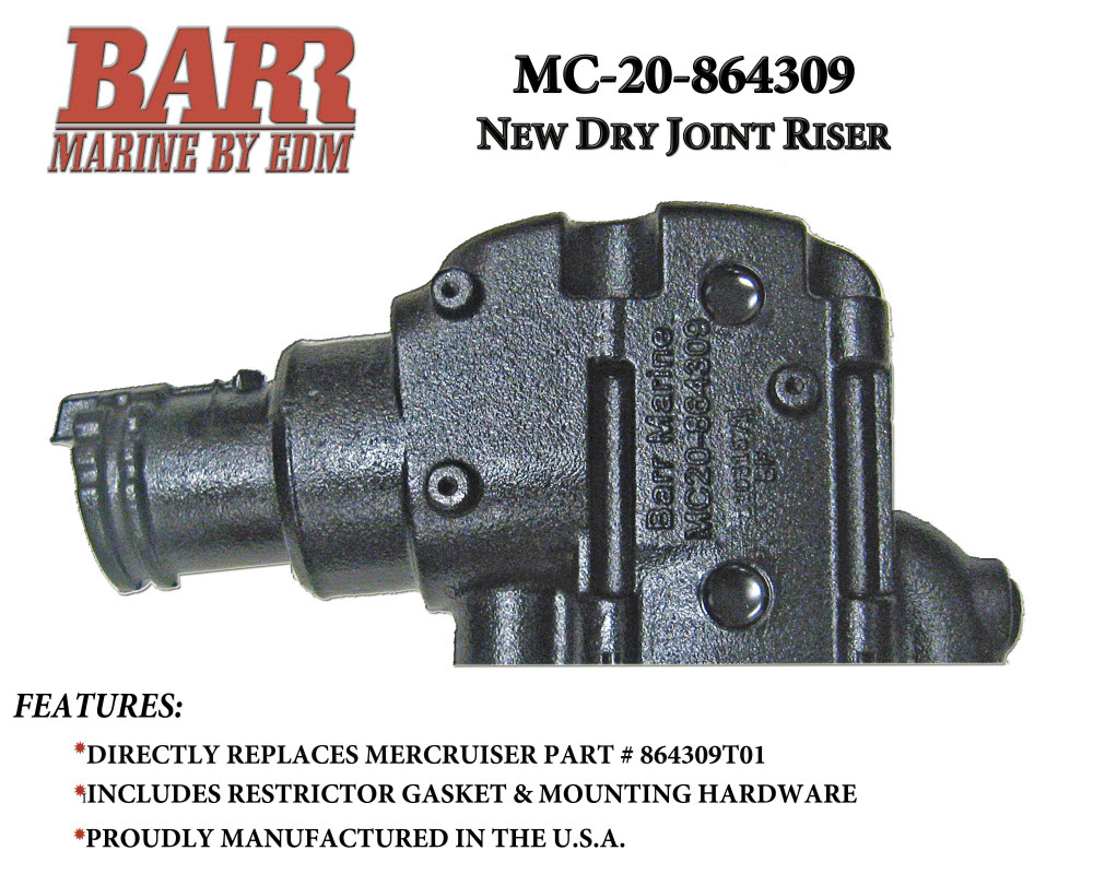 MerCruiser 5.0L 5.7L 6.2L Dry Joint Riser MC-20-864309 864309T02 864309T01