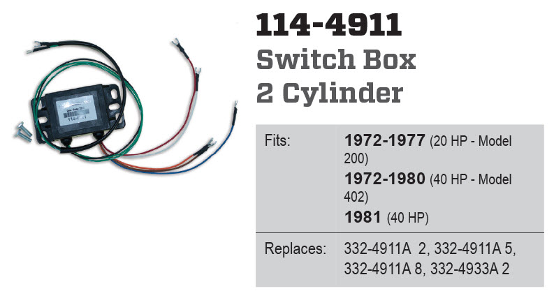 CDI Electronics 114-4911 - Switch Box, 332-4911A2, 3, 5, 8