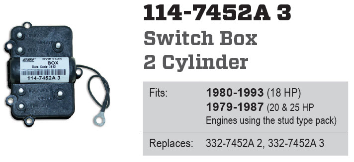 CDI Electronics 114-7452A 3 - Switch Box, 2 Cyl, Stud Type, 339-7452A2, A3