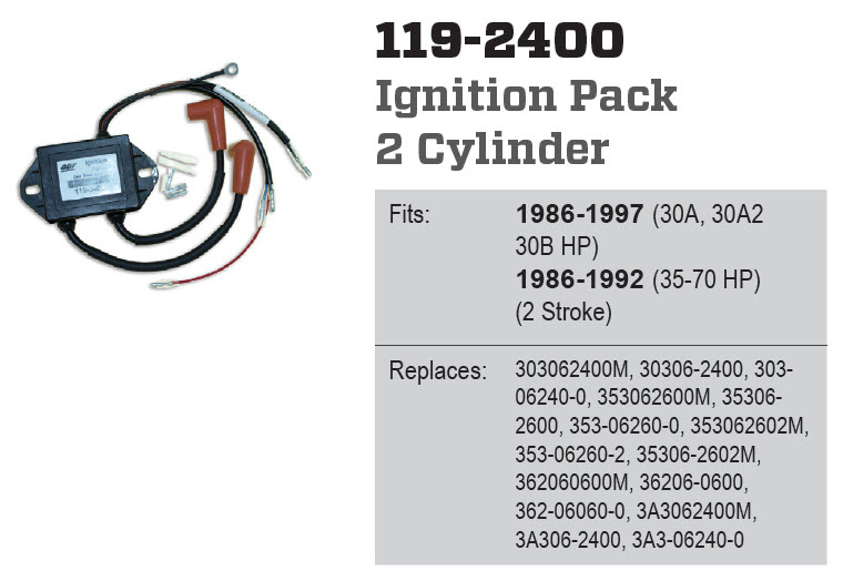 CDI Electronics 119-2400 - Tohatsu Ignition 3A3062400M 119-2400