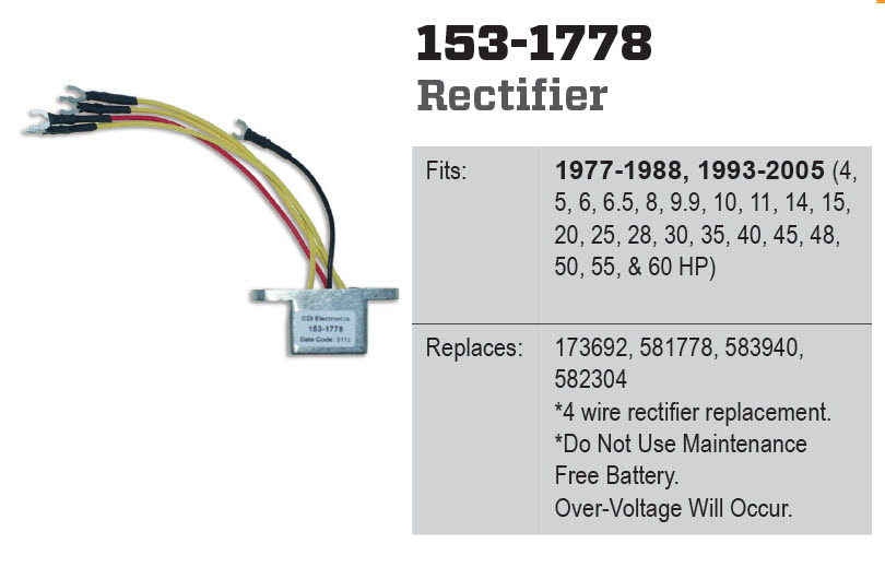 CDI Electronics 153-1778 - Rectifier