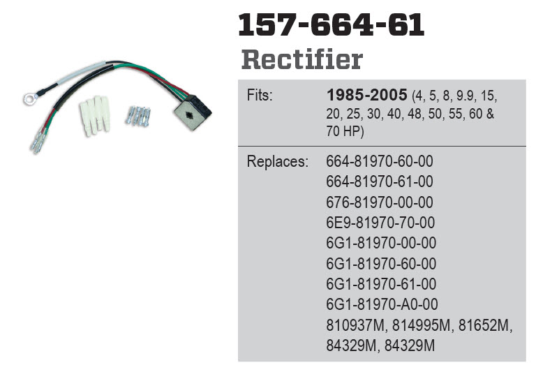 CDI Electronics 157-664-61 - Yamaha/Mariner Rectifier