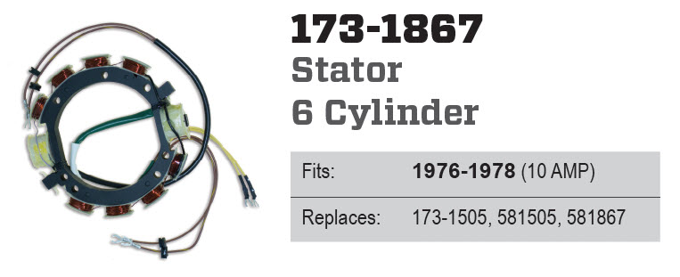 CDI Electronics 173-1867 - Stator 9 Amp, 581867