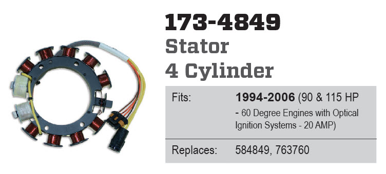 CDI Electronics 173-4849 - Optical Stator 4 Cylinder, 584849