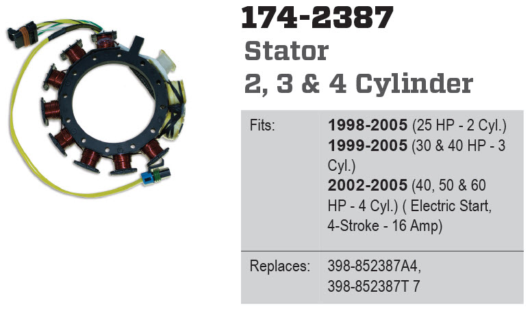 CDI Electronics 174-2387 - Stator, Mercury and Yamaha 4 Stroke