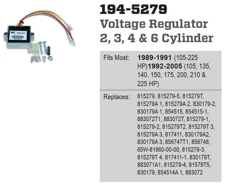 CDI Electronics 194-5279 - Voltage Regulator Rectifier, 815279T