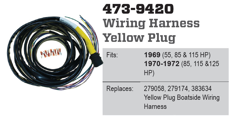CDI Electronics 473-9420 - OMC Boatside Wiring Harness, Round Yellow Plug