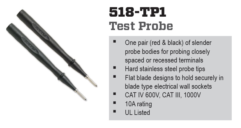 CDI Electronics CDI518-TP1 - Fluke Test Probe,
Slim Reach