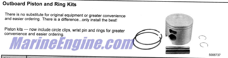 Evinrude Johnson OMC 5006737 - Piston And Ring Kit, Standard, Port