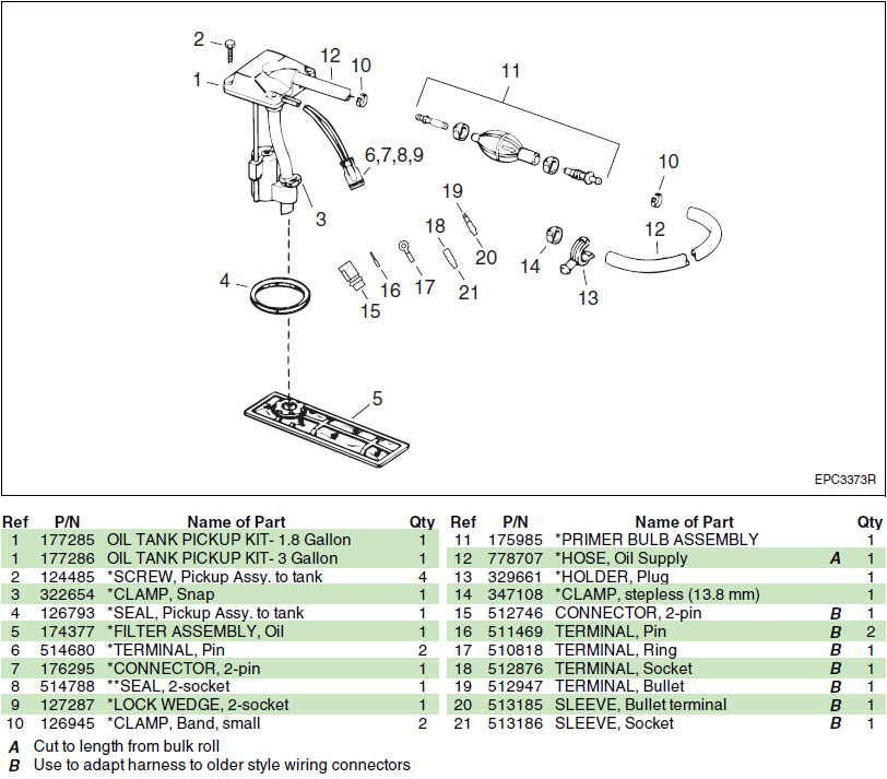 Evinrude Johnson OMC 0177286 - Oil Pickup Assembly, 3 Gallon (177286)