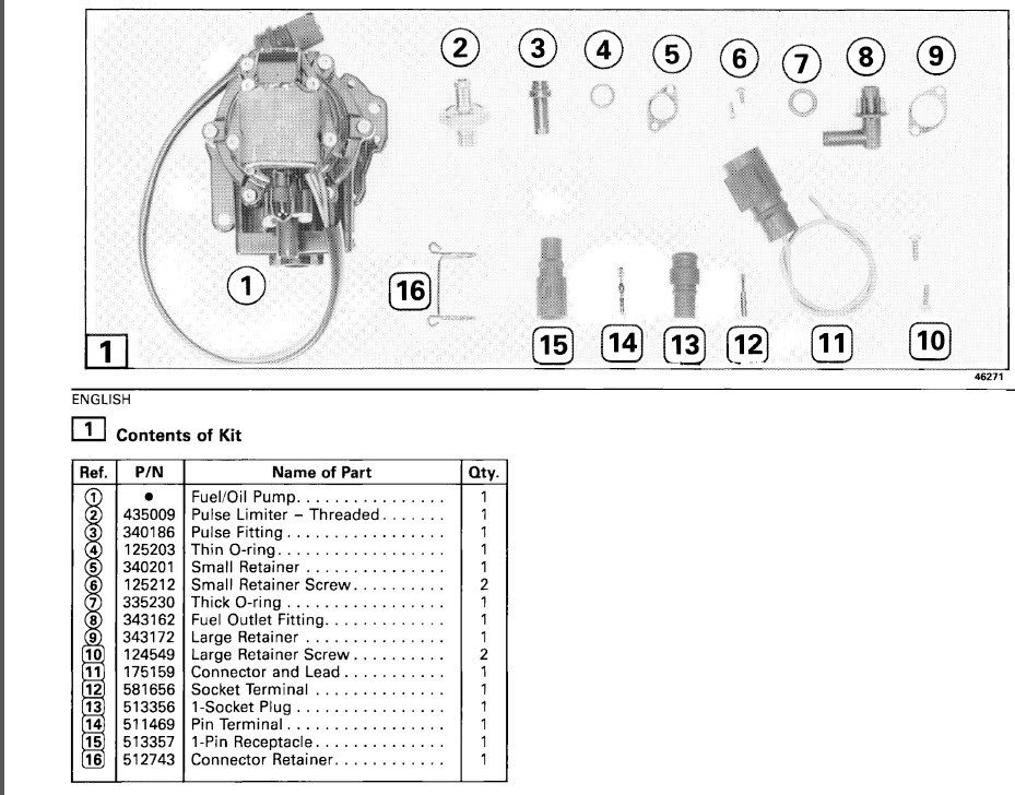 Evinrude Johnson OMC 5007421 - VRO Fuel Pump Johnson Evinrude