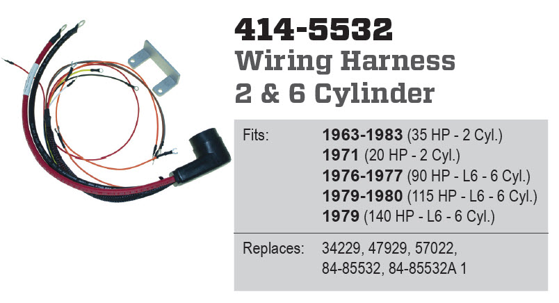 Sierra Marine 18-99444 - Wiring Harness,Mercury,6 Cylinder 84-85532A1, 414-5532