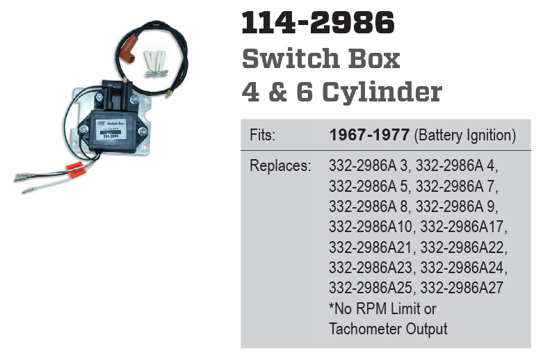 Sierra Marine 18-99244 - Switch Box Ingition Pack 3322986A21/22/25/2, 114-2986