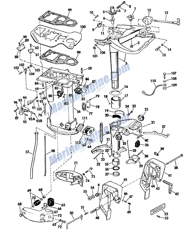 Evinrude Lower Unit Group Parts For 1965 33hp 33552