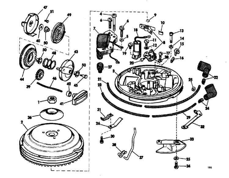 evinrude magneto group parts for 1968 3hp 3806a outboard motorengine section reference numbers in this diagram