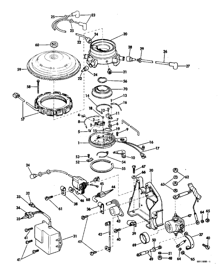 evinrude distributor group parts for 1969 55hp 55973a outboard motor Evinrude Boat Motor Parts engine section