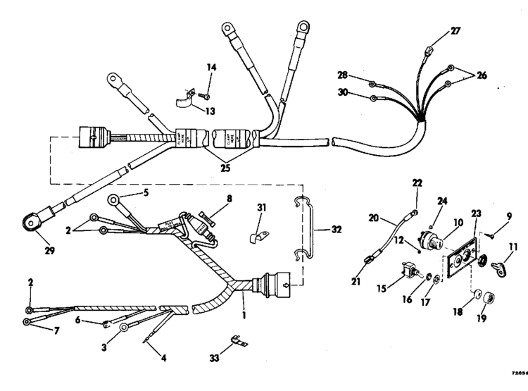 Evinrude Instrument & Cable Parts for 1977 35hp 35753H ... 35 hp evinrude parts diagrams 