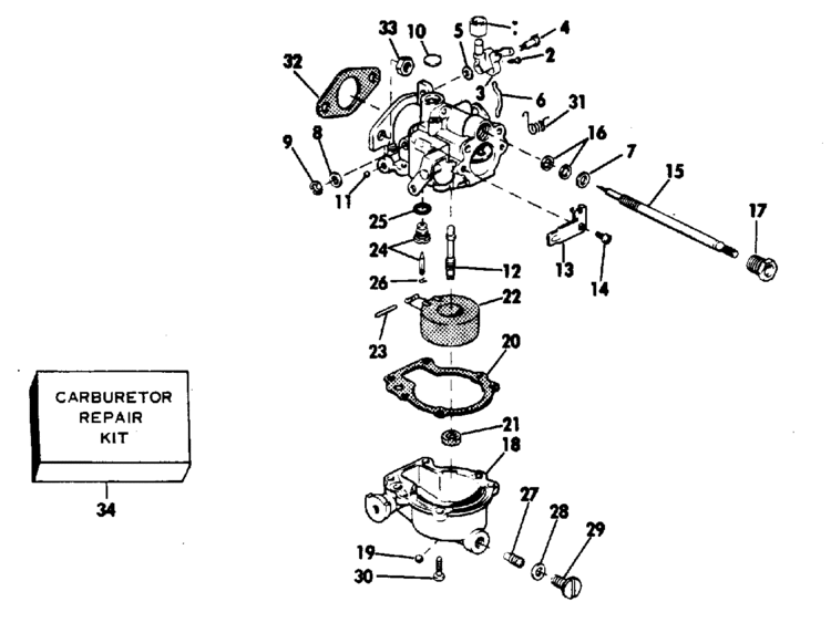 Evinrude Carburetor Parts for 1979 6hp 6905E Outboard Motor