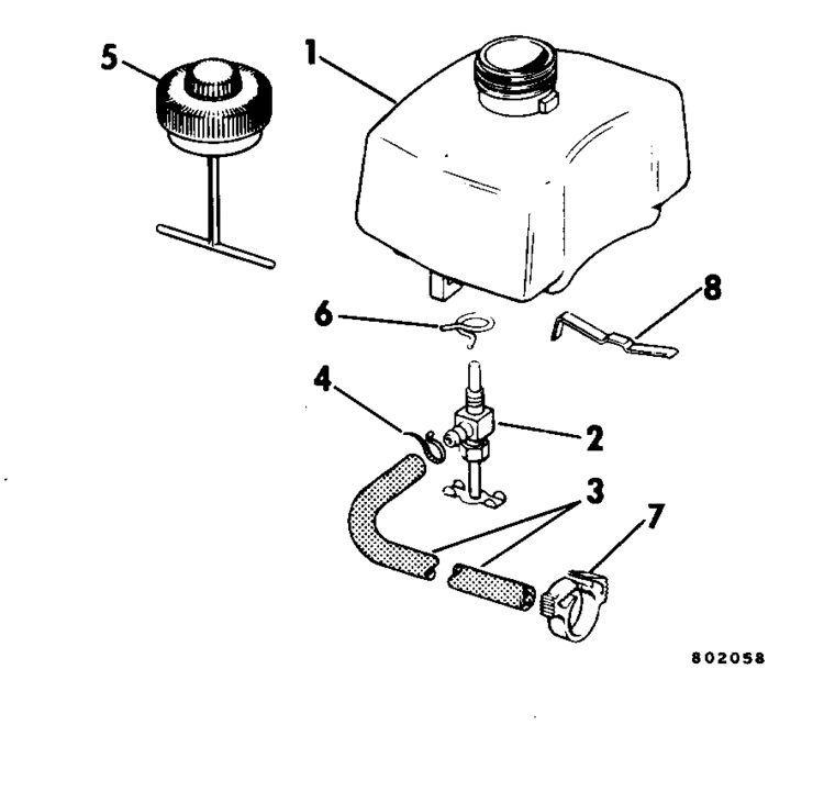 Evinrude Fuel Tank Parts for 1980 2hp E2RCSM Outboard Motor