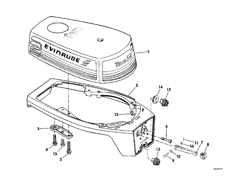 Evinrude Motor Cover Parts for 1980 2hp E2RCSM Outboard Motor