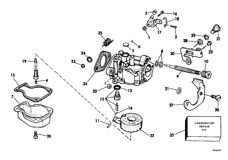 evinrude carburetor parts for 1980 4hp e4rlcss outboard motor Evinrude 15 HP Outboard engine section