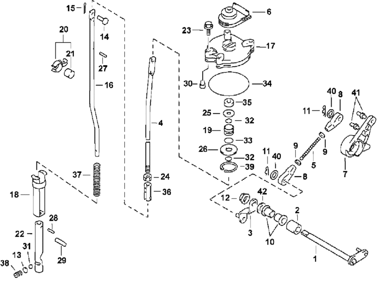 Evinrude Shift Rod & Lever Parts for 2001 70hp E70PL4SIA Outboard Motor