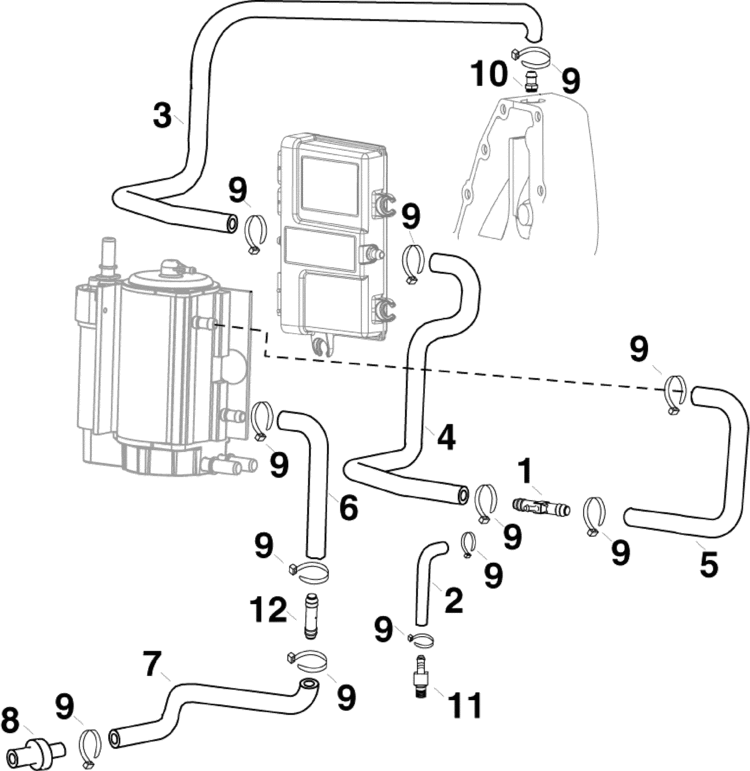 Evinrude Cooling Hoses Parts for 2008 50hp E50DSLSCS Outboard Motor