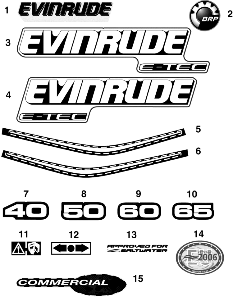 Evinrude 0215537 DECAL EV /& E-TEC