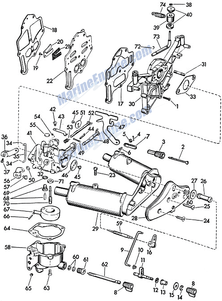 Evinrude Carburetor Parts for 1961 5.5hp 5523 Outboard Motor