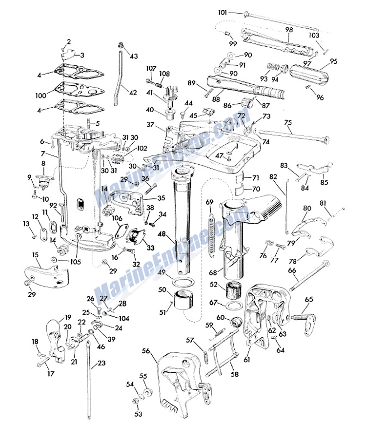 Johnson Lower Unit Parts for 1957 18hp FD11 Outboard Motor