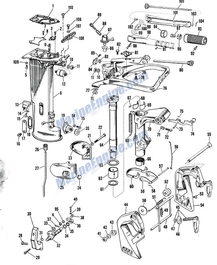 Johnson Lower Unit Group Parts For 1962 10hp Qd