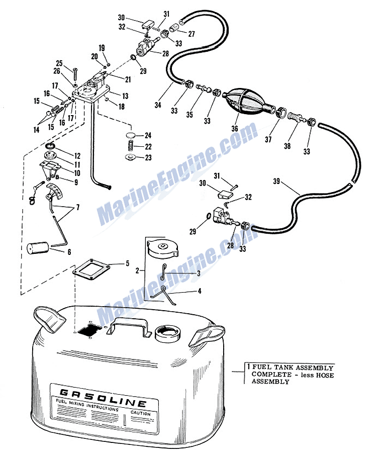 Johnson Fuel Tank Group Parts For 1963 10hp Qd