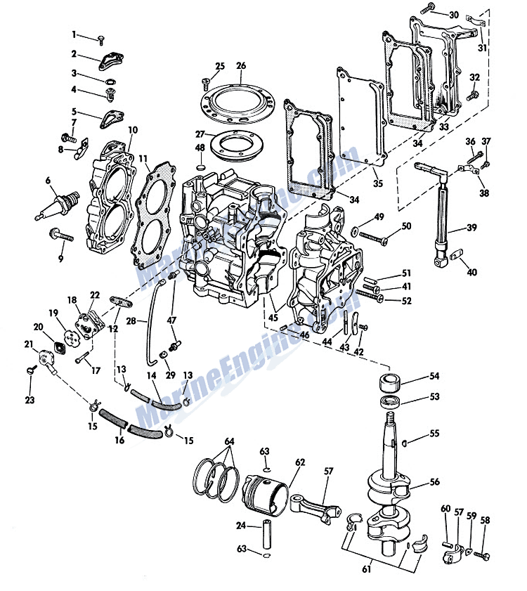 Johnson Powerhead Group Parts For 1967 6hp Cd