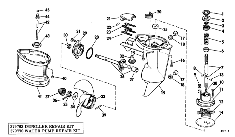 Johnson Gearcase Group Parts For 1968 5hp Ld