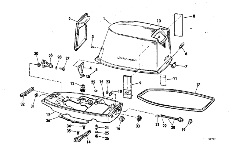 Johnson Motor Cover Group Parts for 1969 20hp 20R69B ... 20 hp johnson outboard diagram 