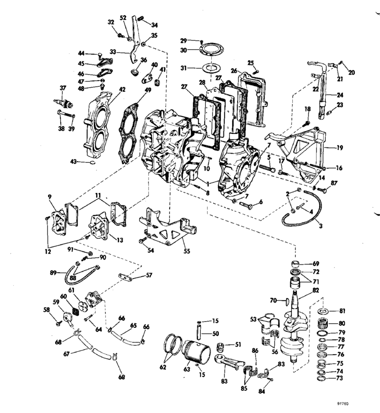 Johnson Powerhead Group Parts For 1969 25hp 25rl69b