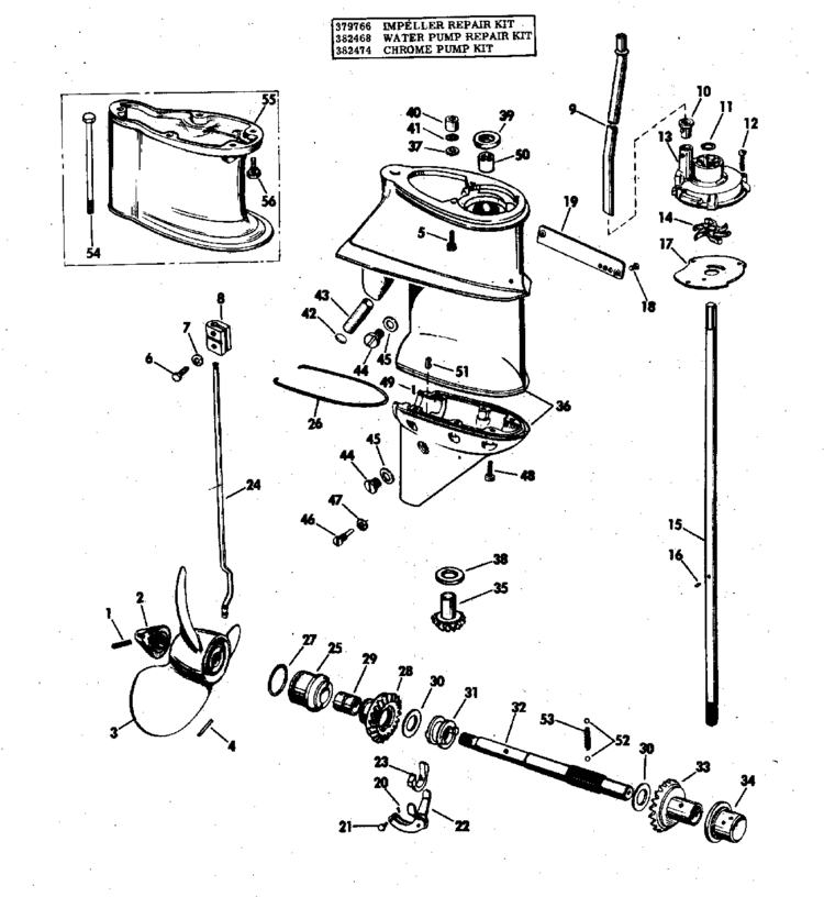 Johnson Gearcase Parts for 1973 20hp 20R73A Outboard Motor 20 hp johnson outboard diagram 