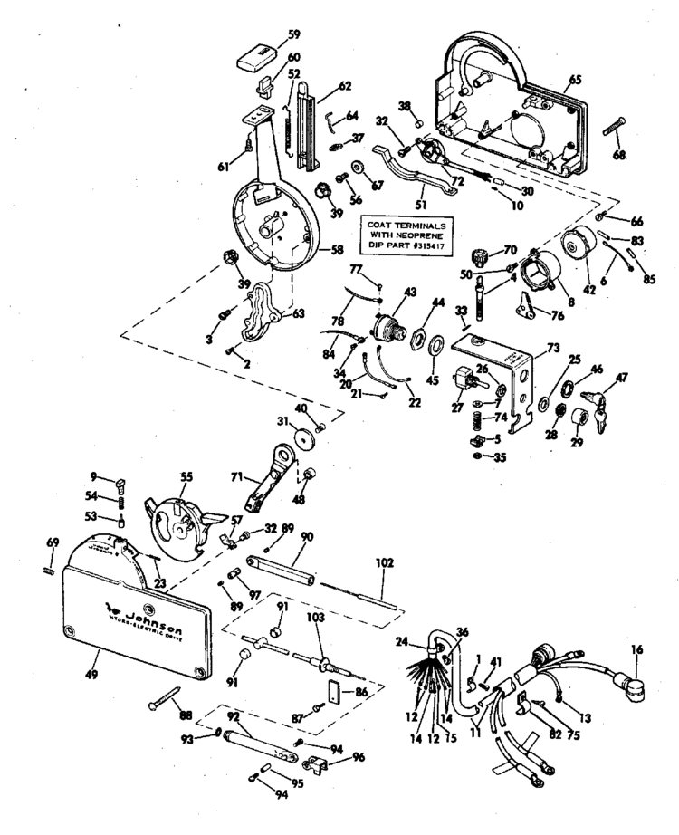 Johnson Remote Control Parts For 1972 50hp 50es72c