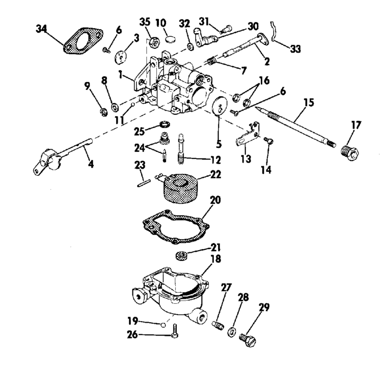 Johnson Carburetor Parts For 1974 6hp 6r74c Outboard Motor